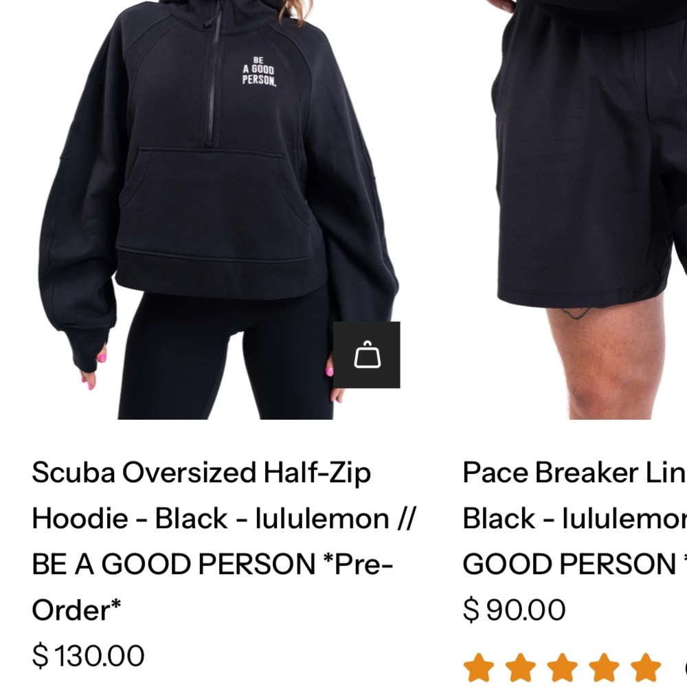 Lululemon athletica Black Half-Zip Pullover Sweater with 'Be A Good Person' Text - Picture 4 of 4